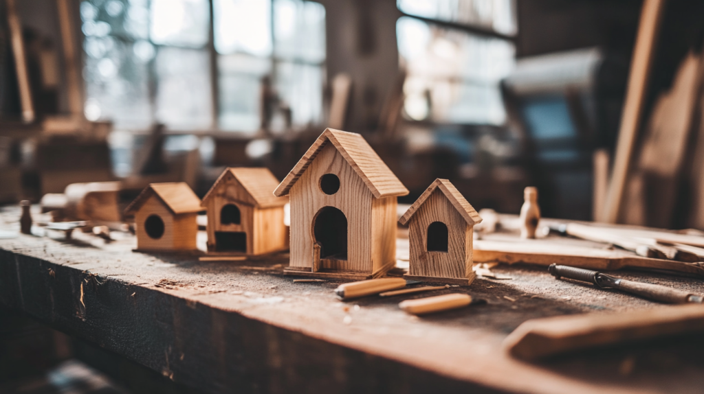 wooden birdhouses